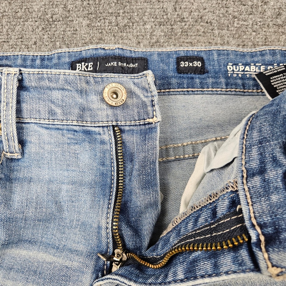 BKE Jake Straight Jeans Mens 33x30 Light Wash Blue Denim Stretch Durable Fit - Picture 7 of 12